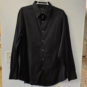 Cezani Men's XL Black Button-Up Dress Shirt – Comfort Stretch Cotton Blend